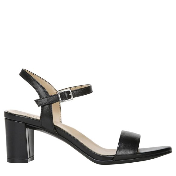 NWT Naturalizer Bristol Ankle Strap Chunky Block Heel Sandal Black Smooth 7M - Picture 6 of 16